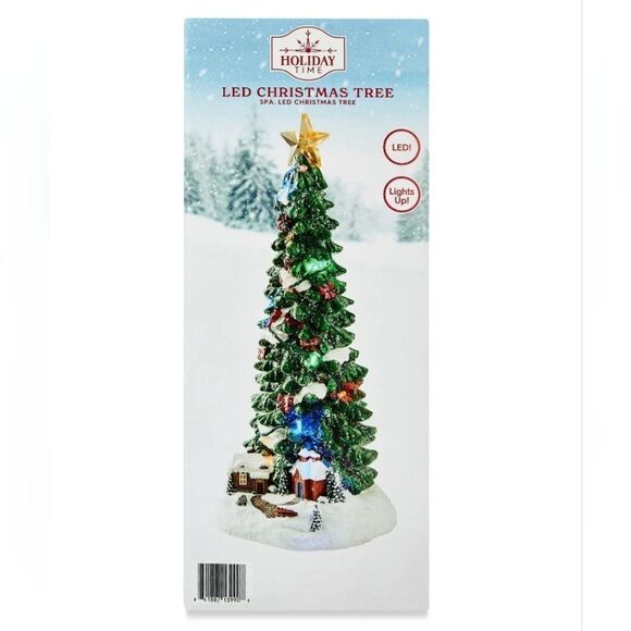 New Christmas Village Light-Up LED Christmas Tree, 12.5 in, by Holiday Time - Picture 1 of 5